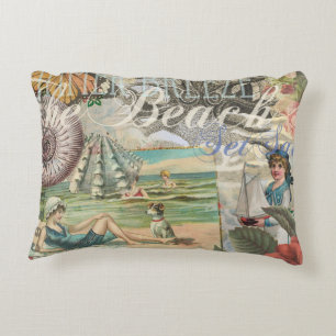 Sommer Strand Vintage Oktopus Antik Segeln Zierkissen