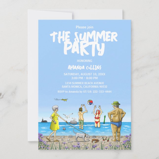 Sommer-Strandparty Einladung (Vorderseite)