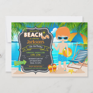 Sommer-Strandparty Tropischer Jungen-Geburtstag Einladung