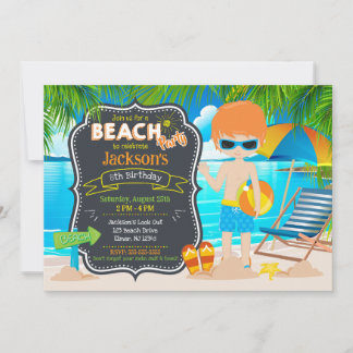 Sommer-Strandparty Tropischer Jungen-Geburtstag Einladung