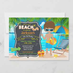 Sommer-Strandparty Tropischer Jungen-Geburtstag Einladung