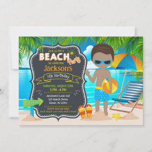 Sommer-Strandparty Tropischer Jungen-Geburtstag Einladung
