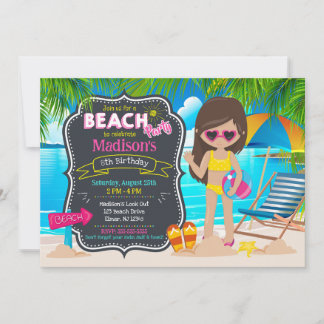 Sommer-Strandparty Tropisches Mädchen Geburtstag Einladung