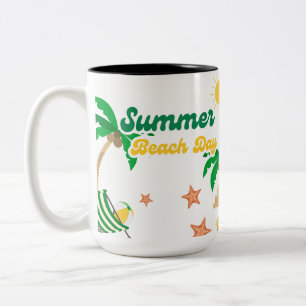 Sommer-Strandtag-Tasse   Tropischer Palmenbaum-Kaf Zweifarbige Tasse