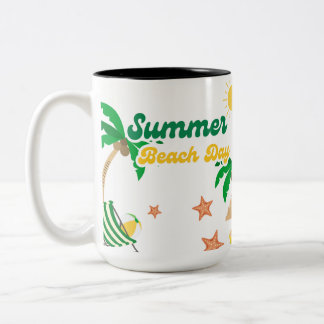 Sommer-Strandtag-Tasse | Tropischer Palmenbaum-Kaf Zweifarbige Tasse
