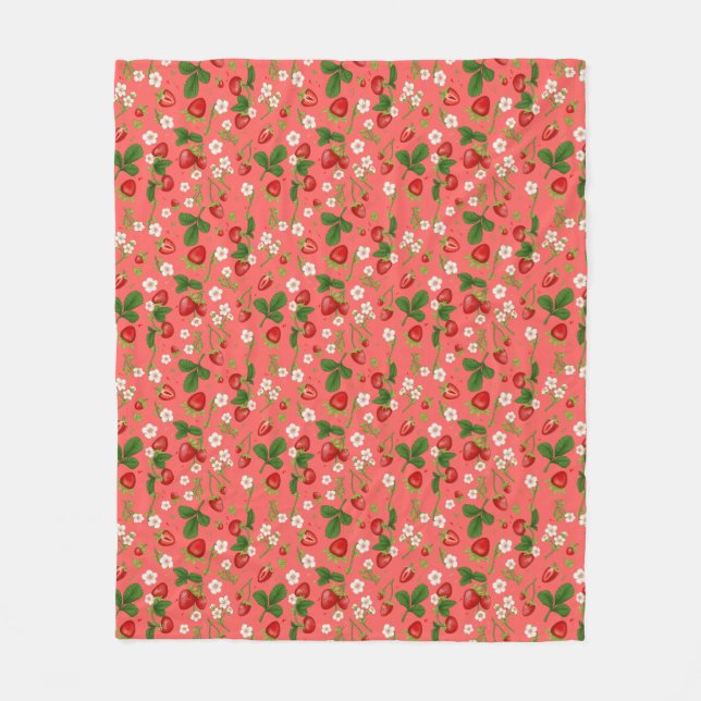 Sommer-Strawberry-Patch-Gartenmuster-Decke Fleecedecke (Vorderseite)