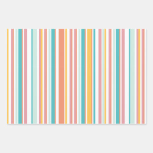 Sommer Streifen Karo fröhliche Farben Geschenkpapier Set