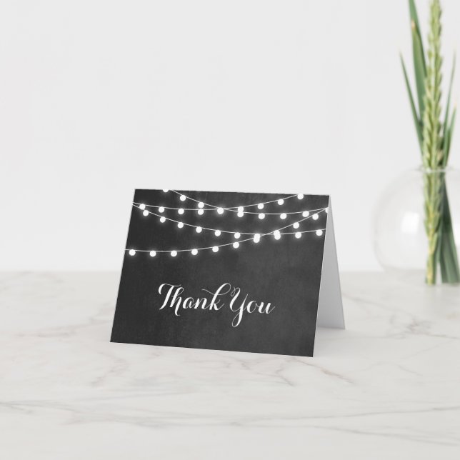 Sommer-String-Lichter Hochzeit Danke Karte (Vorderseite)