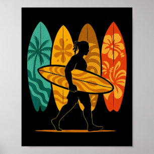 Sommer-Surfboarder-Welle-Surfen-Surfbrett-Strand-S Poster
