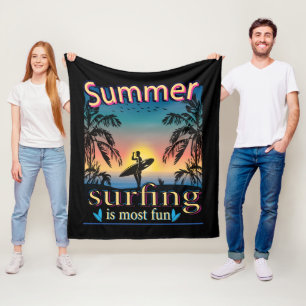 Sommer - Surfen macht Spaß Fleecedecke
