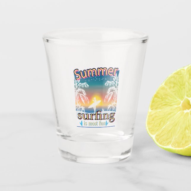Sommer - Surfen macht Spaß Schnapsglas (Vorderseite)