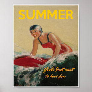 Sommer-Surfplakat 1930er Jahre Poster