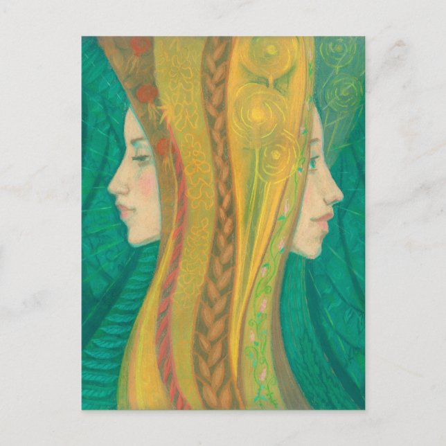 Sommer, surreale Fantasie Art Magic Forest Goddess Postkarte (Vorderseite)
