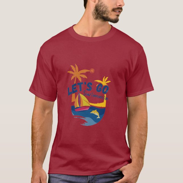 Sommer-T - Shirt - Lass's Go Swimming Front & (Vorderseite)