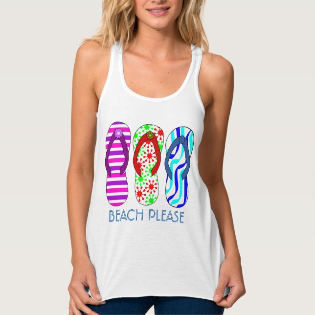 SOMMER-T-SHIRT, SOMMERZEIT, Strand bitte Tank Top (Vorderseite)