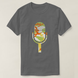 Sommer-Tarnmuster Vintage-Mikrofon T-Shirt