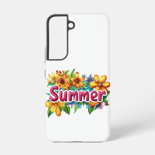Sommer Text - Farbige Sommerblumen Illustration Samsung Galaxy Hülle
