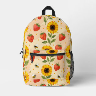 Sommer-Thema mit Sonnenblumen und Erdbeeren Bedruckter Rucksack