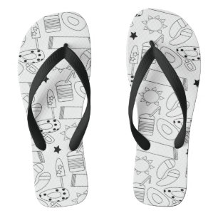 Sommer-Themen-Strand Schwarz-Weiß-Name Flip-Flops Flip Flops
