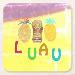 Sommer-Tiki-Ananas-Luau Rechteckiger Pappuntersetzer