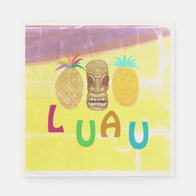 Sommer-Tiki-Ananas-Luau Serviette (Vorderseite)
