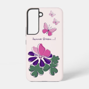 Sommer-Traum Rosa Grün Lila Blume Schmetterling Samsung Galaxy Hülle