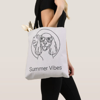 Sommer-Tropen-Cocker-Spaniel-Linienkunst-Tasche