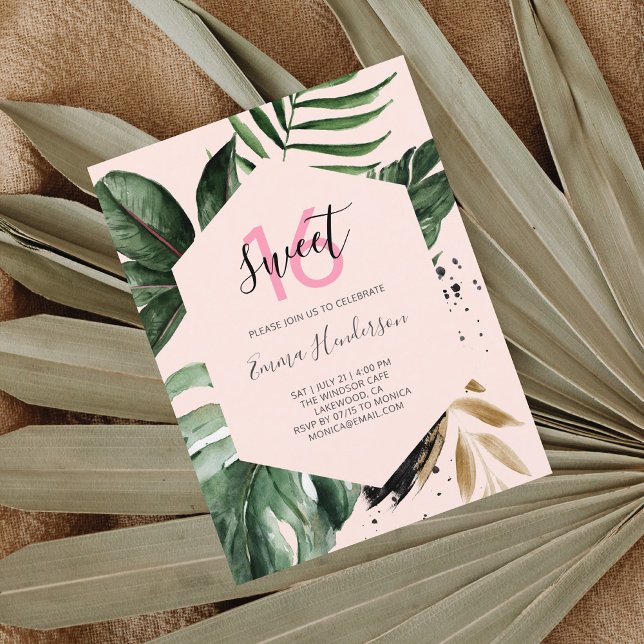 Sommer Tropical Birthday Sweet 16 Einladungspostkarte (Von Creator hochgeladen)