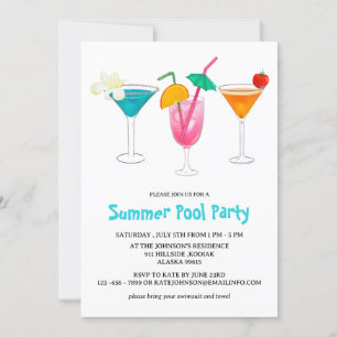 Sommer Tropical Cocktail Erwachsenen-Poolparty  Einladung