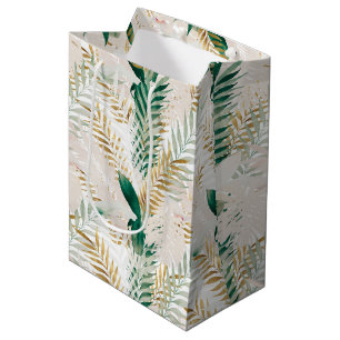 Sommer Tropical Green Gold Palm Foliage Grüne Mittlere Geschenktüte