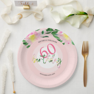 Sommer Tropical Rosa Floral Aquarell Pappteller