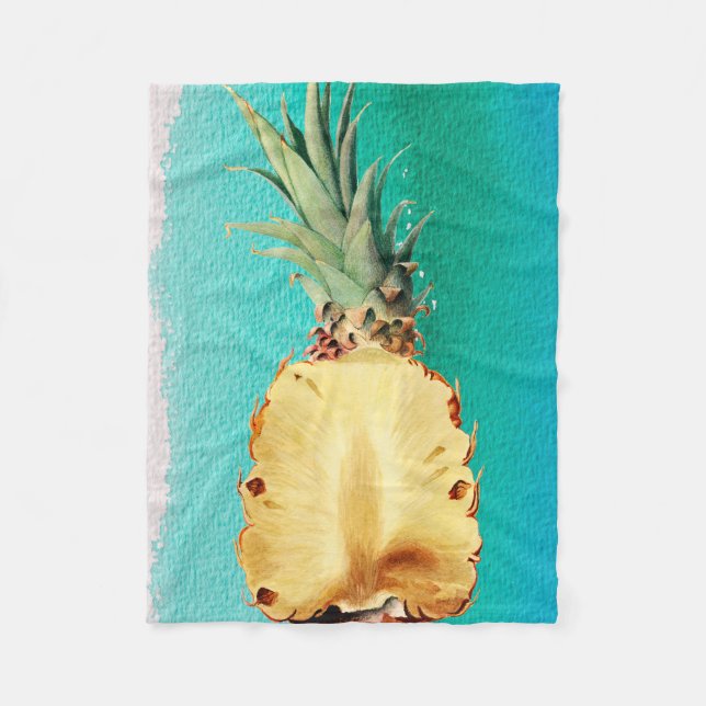 Sommer Tropisches Ananas Obst Fleecedecke (Vorderseite)
