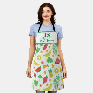 Sommer tropisches Fruchtmuster Monogramm Schürze