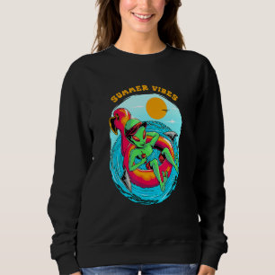 Sommer-Vibes-Alien ruht auf dem Strandurlaub B Sweatshirt