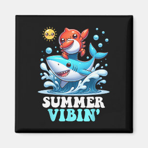 Sommer-Vibes Dabbing-Krabbe-Surfen-Hai-Sonne-Cute Magnet