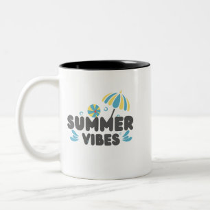 Sommer-Vibes-Kaffeetasse   Strand-Schirm-Tasse   Zweifarbige Tasse