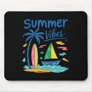 Sommer-Vibes Palme Surfbrett Segelboot  Mousepad