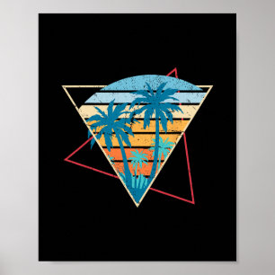 Sommer-Vibes Sonnenuntergang Palmen Strand Retro T Poster