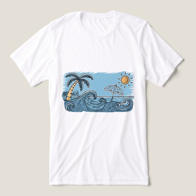 Sommer-Vibes-Strandillustration Tri-Blend Shirt (Design Vorderseite)