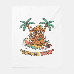Sommer-Vibes Süße Highland-Kuh Strandurlaub-Shirt Fleecedecke