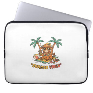Sommer-Vibes Süße Highland-Kuh Strandurlaub-Shirt Laptopschutzhülle