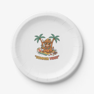 Sommer-Vibes Süße Highland-Kuh Strandurlaub-Shirt Pappteller
