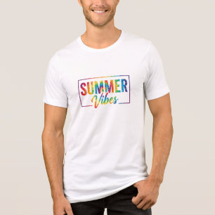 SOMMER Vibes Tie-Dye T-Shirt – Buntes Regenbogen Tri-Blend Shirt