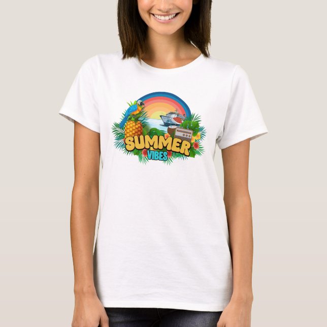 Sommer-Vibes-Urlaub-Strand T-Shirt (Vorderseite)