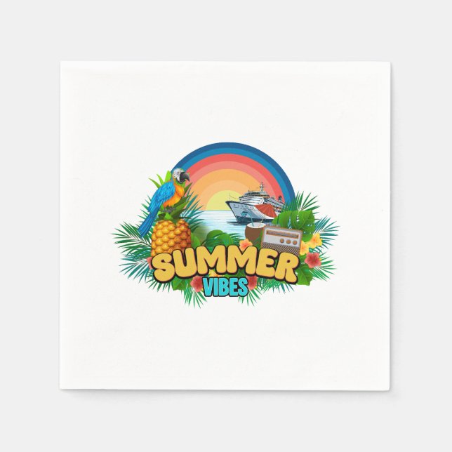 Sommer-Vibes-Urlaub-Strandparty Serviette (Vorderseite)