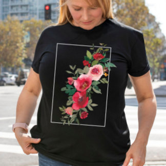 Sommer-Vibes: Wasserfarbe Vintage rosa Blumen T-Shirt