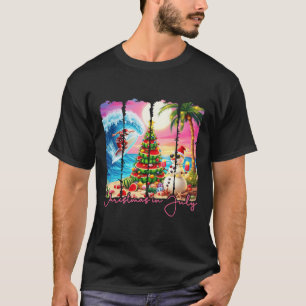 Sommer-Vibes Xmas im Juli Santa-Surfing-Strand-Tri T-Shirt