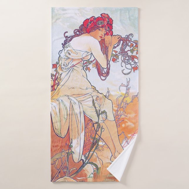 Sommer (vier Jahreszeiten), Alphonse Mucha Badehandtuch (Badehandtuch)