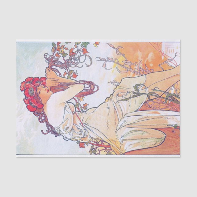 Sommer (vier Jahreszeiten), Alphonse Mucha Seidenpapier (Vorderseite)