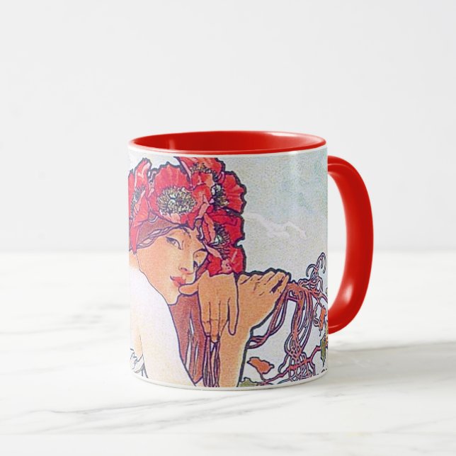 Sommer (vier Jahreszeiten), Alphonse Mucha Tasse (VorderseiteRechts)